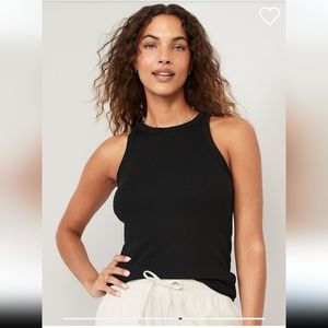 Womens Black Rib knit racerback tank XXL